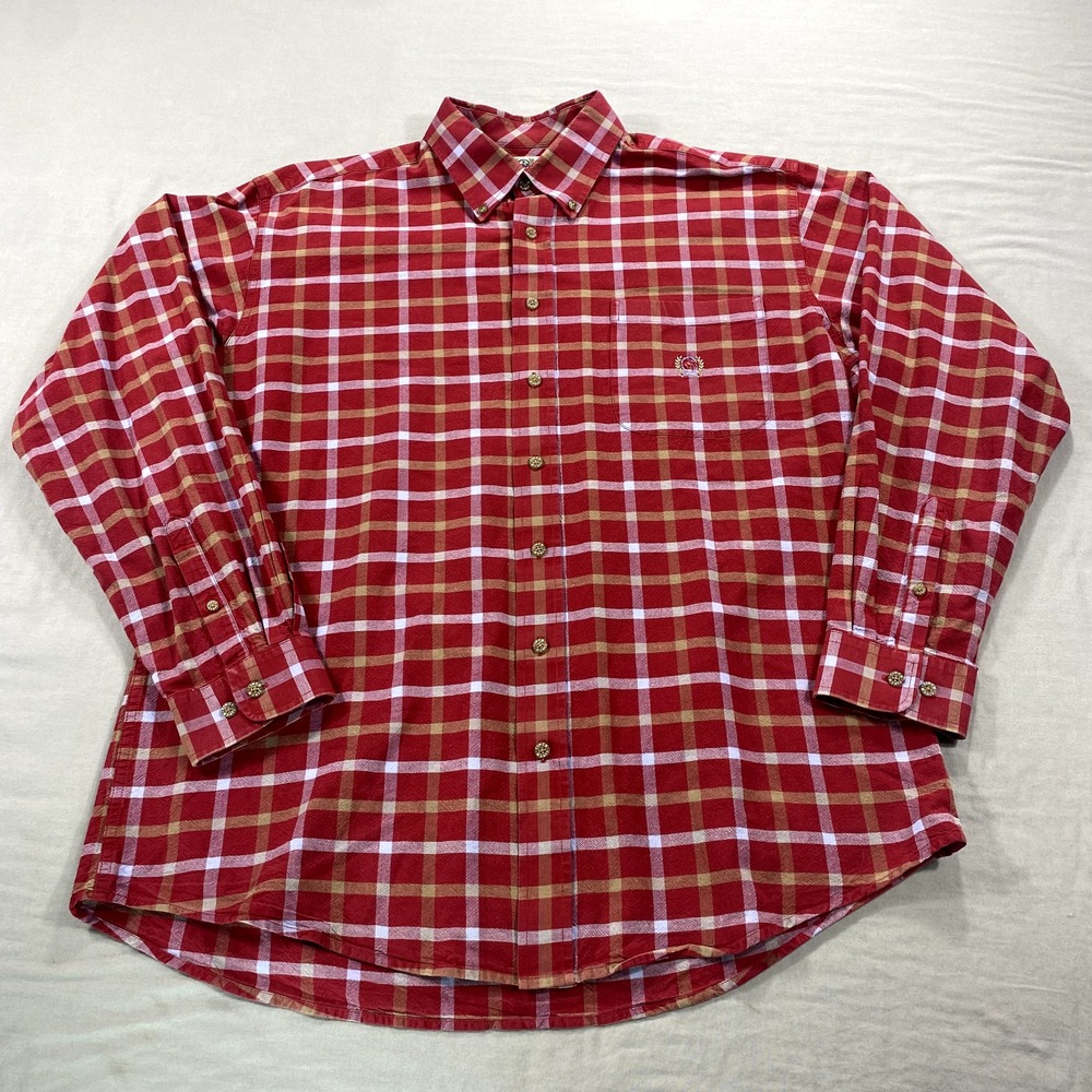 Cinch Shirt Adult Large Red‎ Plaid Button Up Cowboy Western Casual Mens
